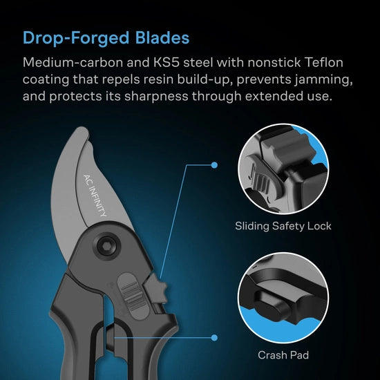 AC Infinity Steel Pruning Shear – Stainless Steel Garden Scissors