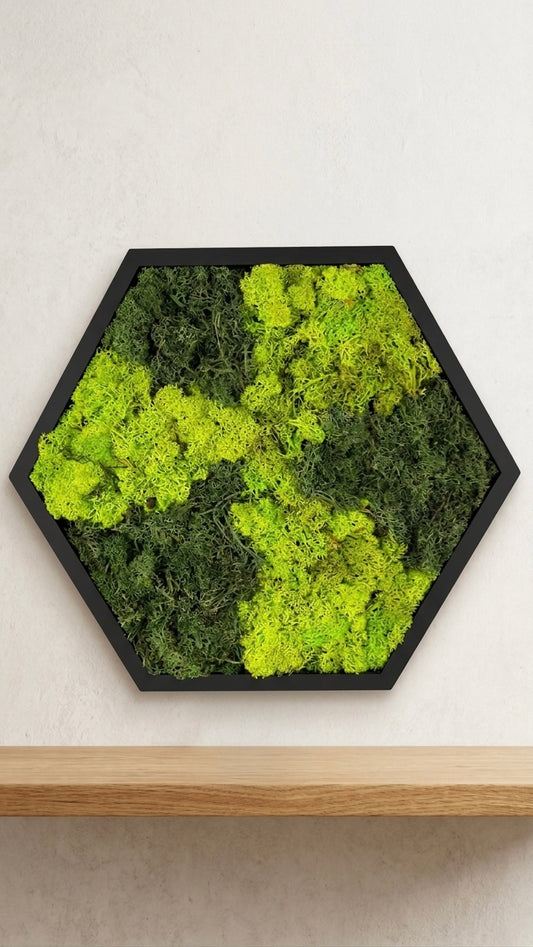 Stabilized moss painting “Green Contrast” 3